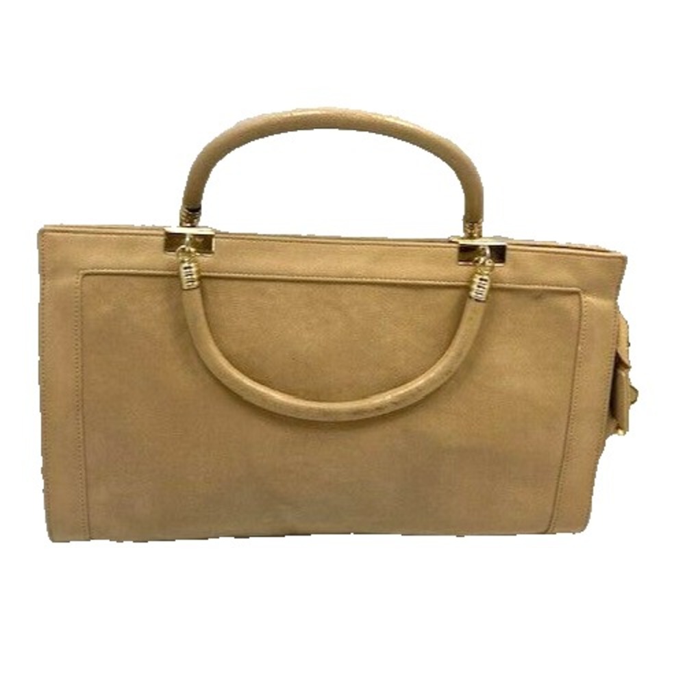 Vintage Francois Tan Leather Handbag Purse with Interior‎ Mirror Made in USA MCM